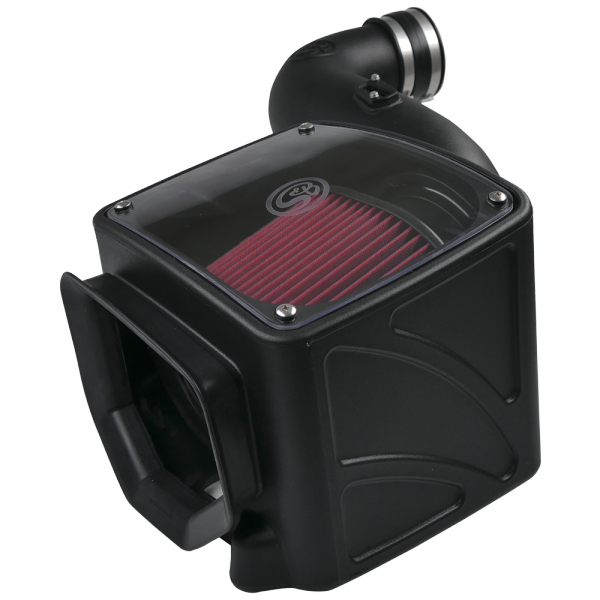 Cold Air Intake For 07-10 Chevrolet Silverado GMC Sierra V8-6.6L LMM Duramax Cotton Cleanable Red S&B
